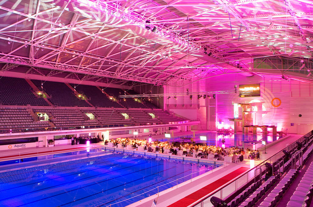 Function, tables, dinning next to the Olympic pool