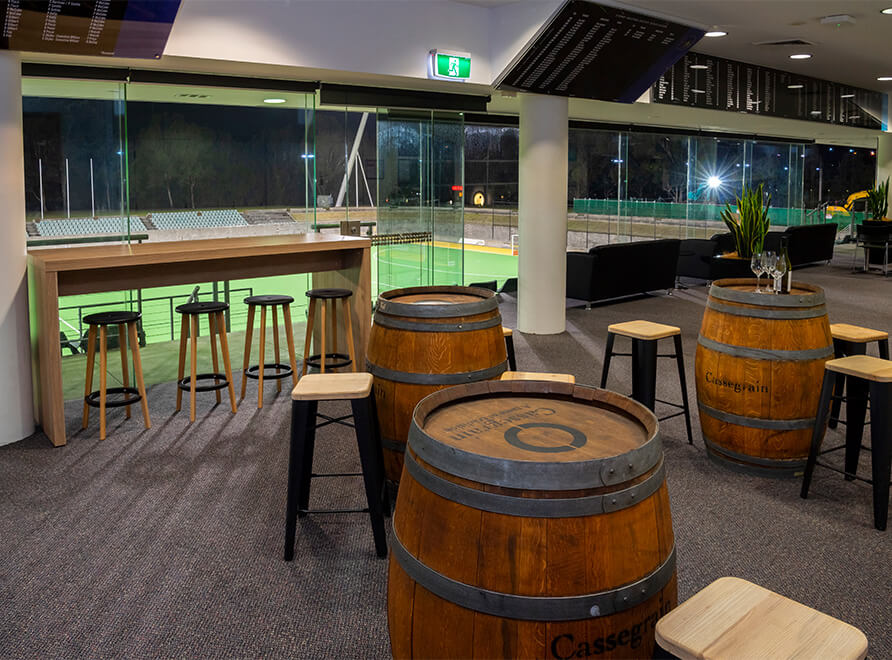 Waratah room at night located in the Hockey Centre