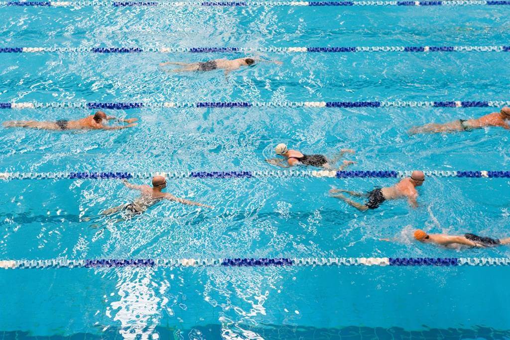 People swimming laps at the Aquatic Centre